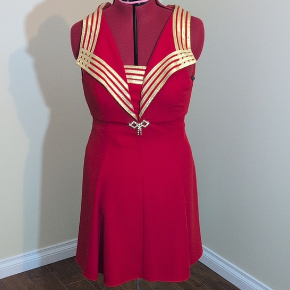 Dresses & Skirts - Dollar USA | Vintage Elegant Red and Gold Women's Dress Nautical Sailor Style